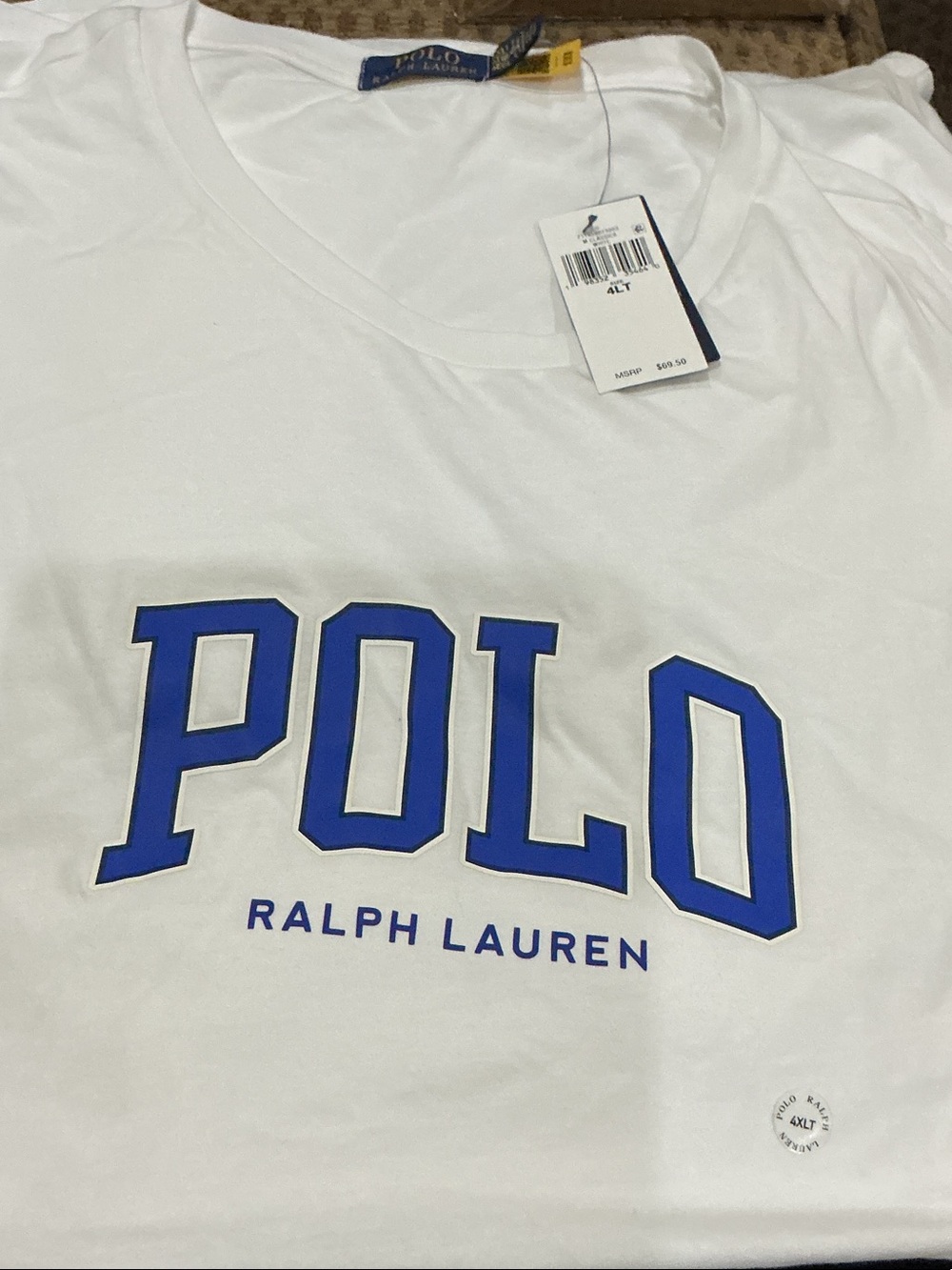 Polo Ralph Lauren White T-Shirt with Royal Blue POLO Graphic
